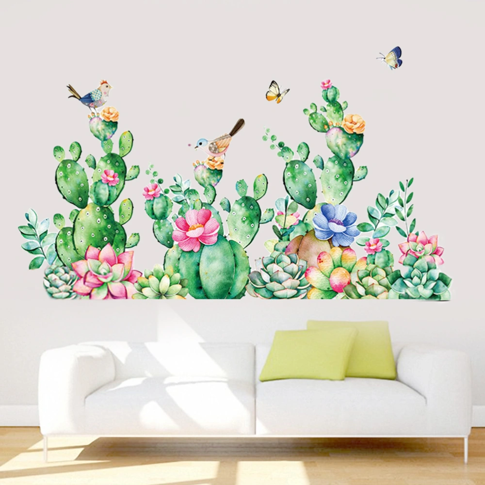 Creative Cactus Bird Wall Stickers for Living Room Bed Decoration Home Decals DIY Plant Mural Art