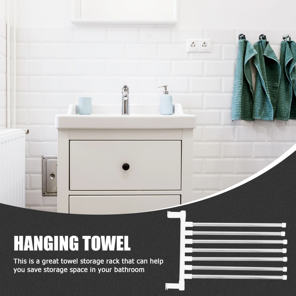 1 Set Stainless Steel Towel Rack Rotatable Bathroom Towel Hanger Punch-free Towel Rack