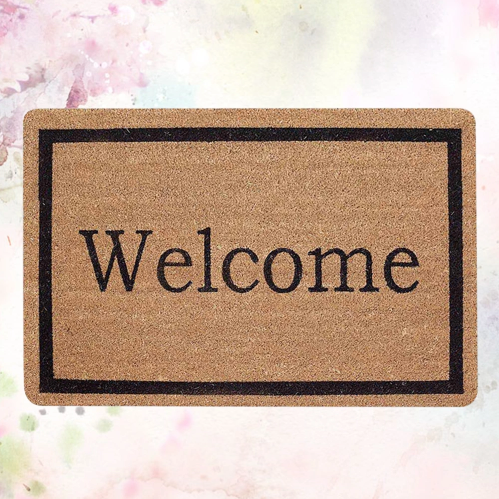 1Pc Welcome Door Mat Durable Rubber Carpet Floor Mat Water Absorption Non-slip Pad Ultra-thin Gate Rug (Light Brown)