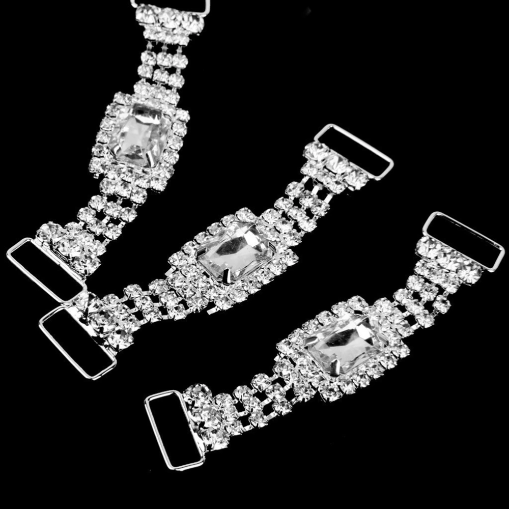 4pcs Rhinestone Decorated Napkin Chains Napkin Holders Wedding Banquet Dinner Decoration (White)