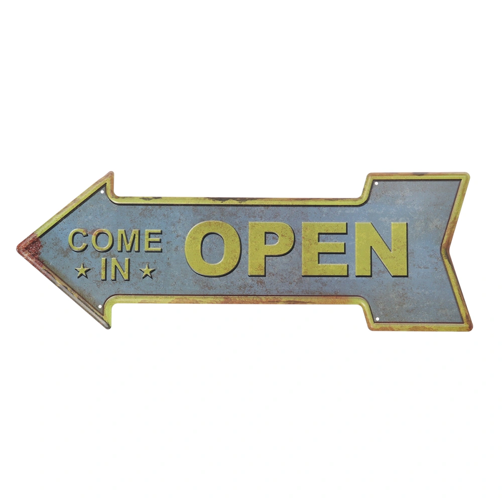 Creative Occident Retro Door Knob Hanger Tag Legend COME IN OPEN for Home Bar Decoration-Gray Bottom and Green Words