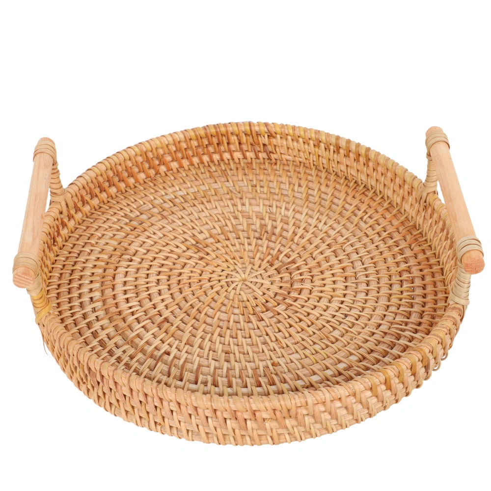 1pc Decorative Cake Display Stand Rattan Storage Tray Fruit Display Tray