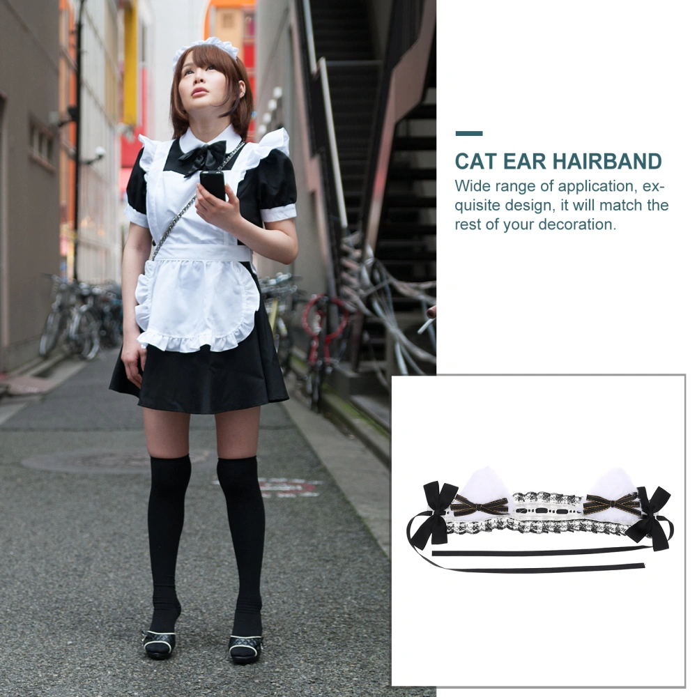 1pc Lolita Cat Ear Lace Headband Lolita Hair Ornament Cosplay Costume Headwear