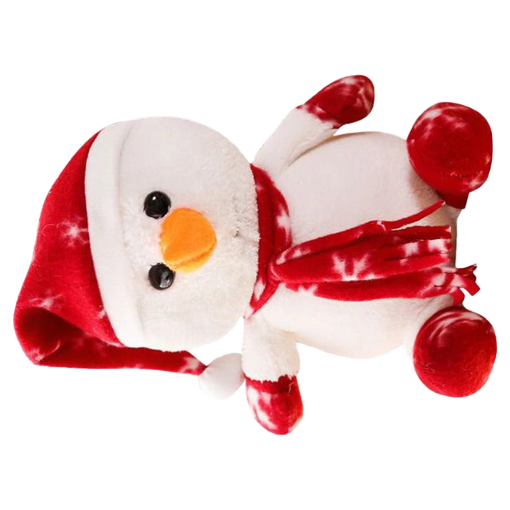 25cm Plush Christmas Snowman Shaped Doll Toy Creative Shaped Toy Cartoon Pacify Doll(White)