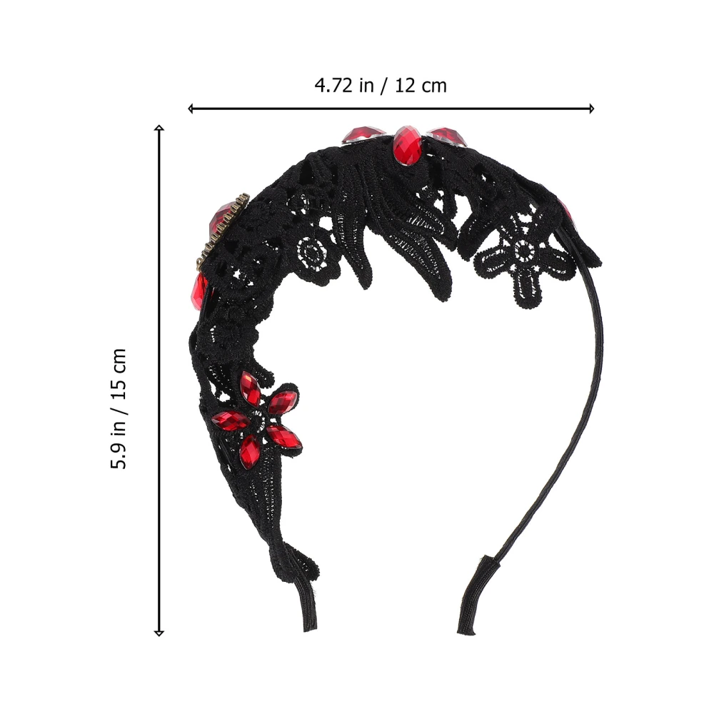 Halloween Gothic Headdress Hollow Lace Hair Band Vintage Diamond Hair