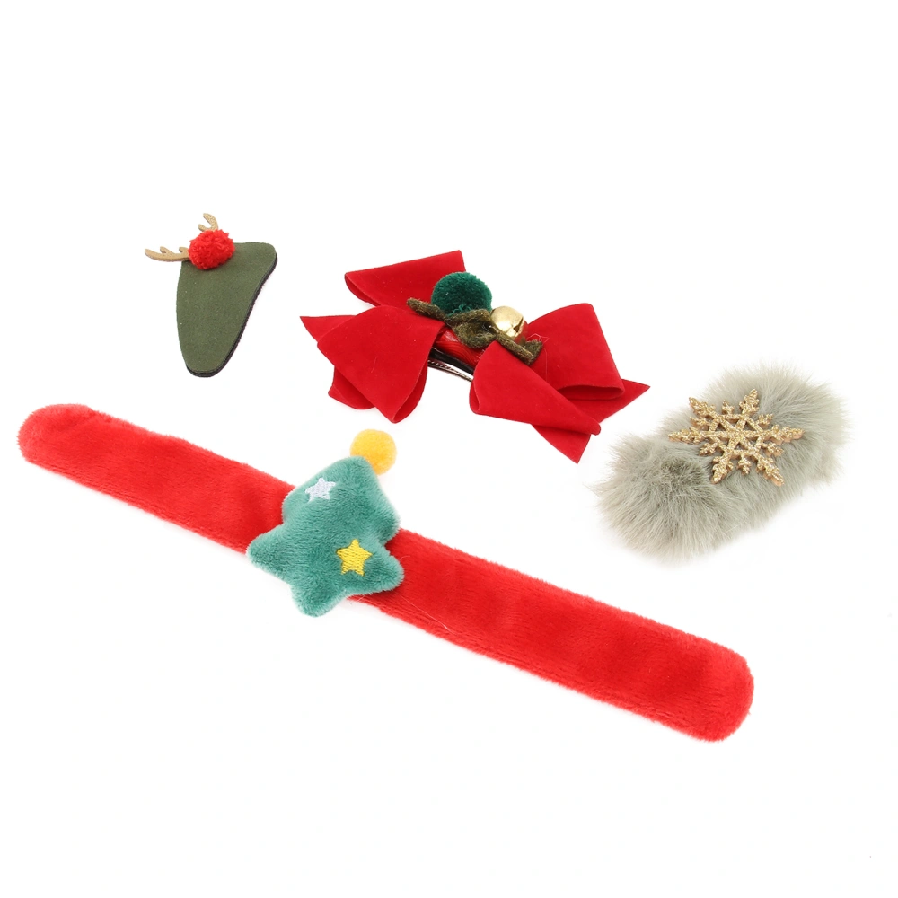 1 Set Children Christmas Wristband Slap Band Hair Clip Cartoon Slap Bracelet Kit