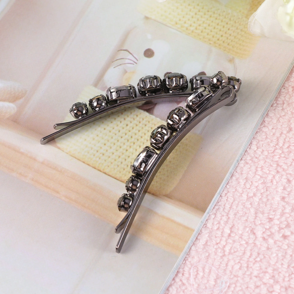 2pcs Crystal Hair Clips Fashion Temperament Hair Barrettes Hair for Women Girls (Black)