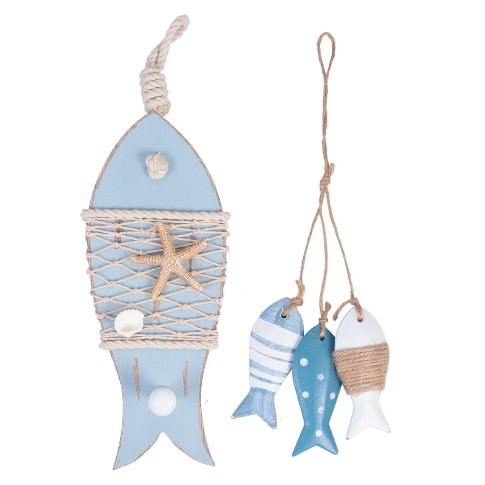 2PCS Wooden Fish Hanging Ornament Creative Fish Pendant for Home Store