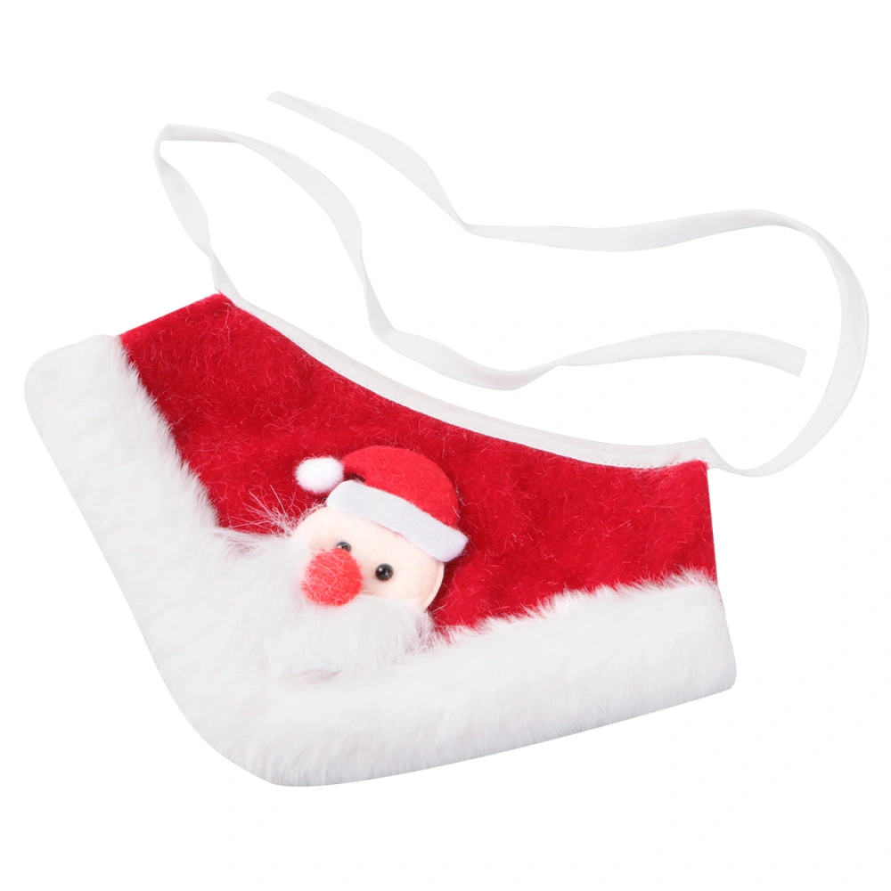 Christmas Pet Adorable Santa Claus Collar Bib Scarf Dog Cat Saliva Towel Pet Supplies - Size L (Red)