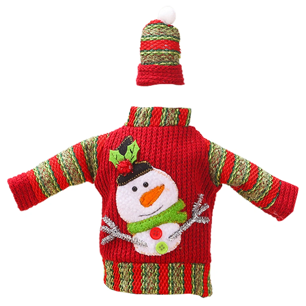 1 Set of Knitting Wool Christmas Wine Bottle Sweater Hat Cover Reusable Cover