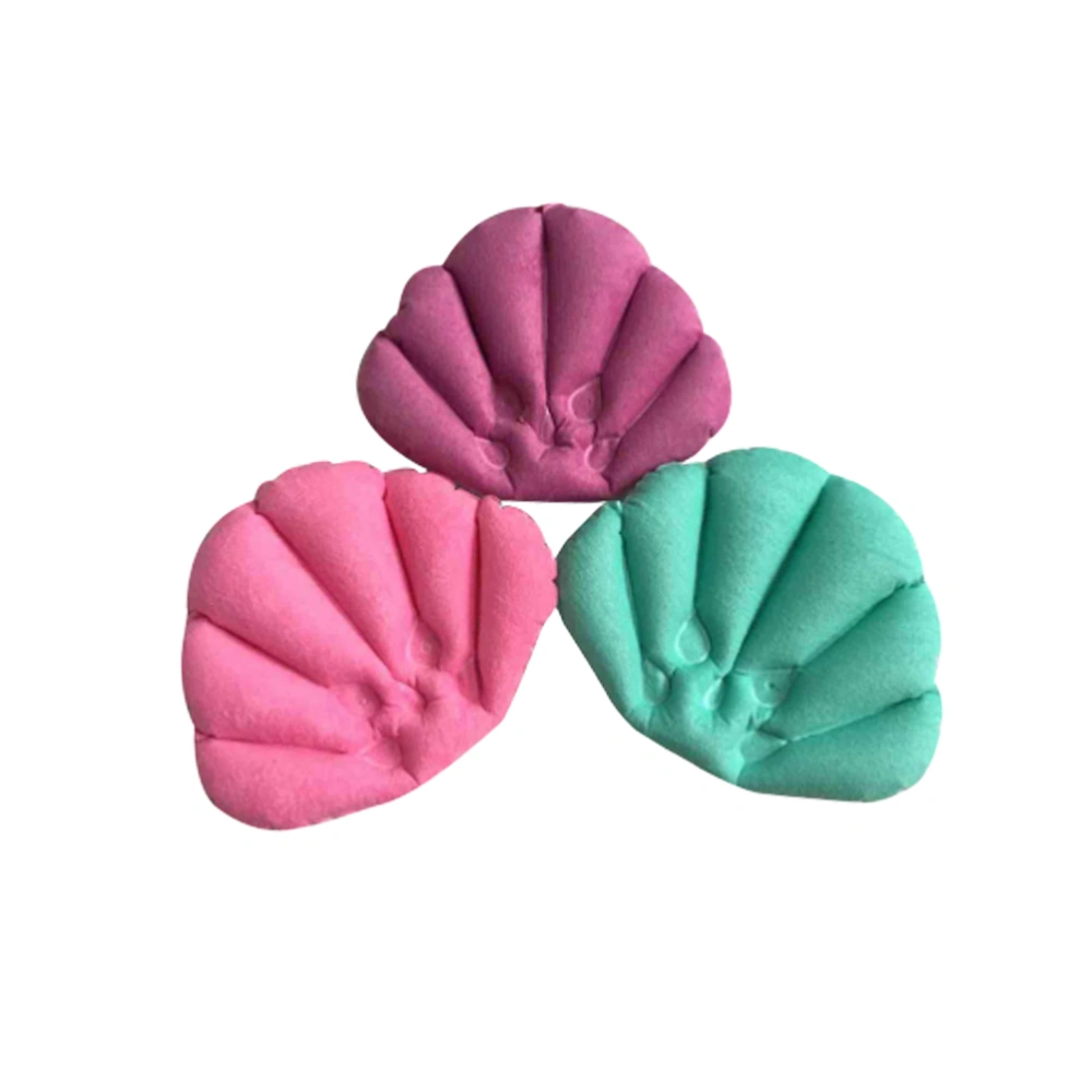 3Pcs Household Inflatable Bath Pillow Suction Cup Back Neck Cushion Spa Pillow (Random Color)