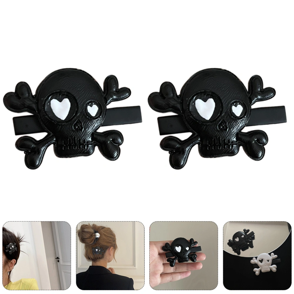 2Pcs Plastic Skeleton Hair Clip Halloween Skull Hair Clips Punk Style Hairpins