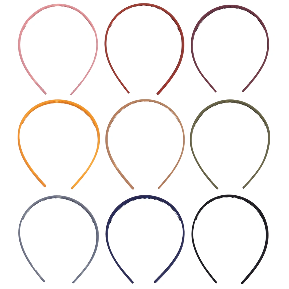 9pcs Solid Color Hair Simple Headdress Plastic Hair Band Toothed Headband