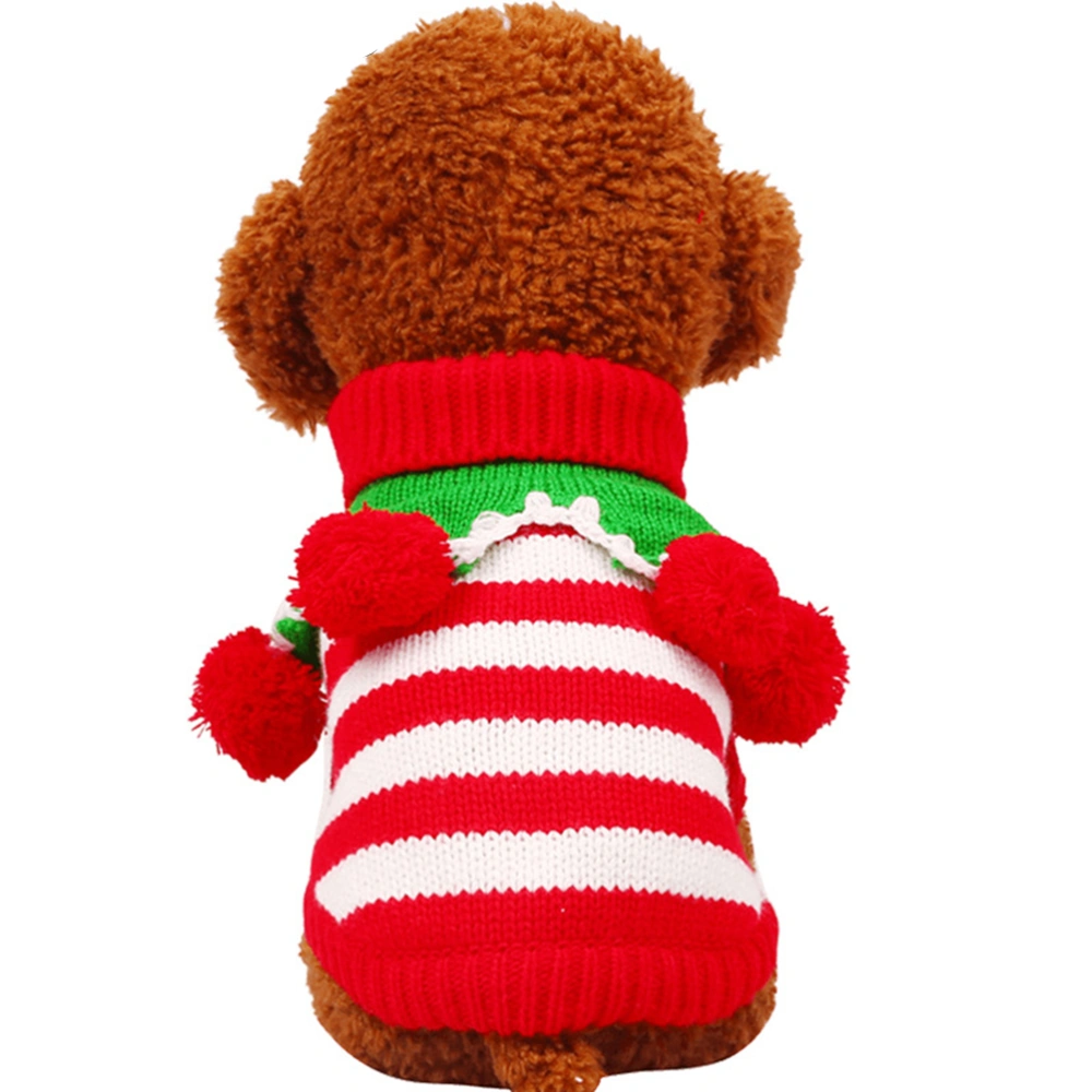 Stylish Pet Dog Christmas Striped Sweater Thickened Sweater for Small Dog Size M (Red White)