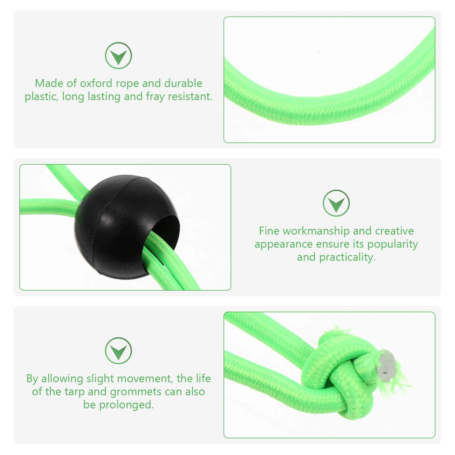 10pcs Ball Bungee Cords Heavy Duty Ball Bungee Cords for Camping Tarp Tent