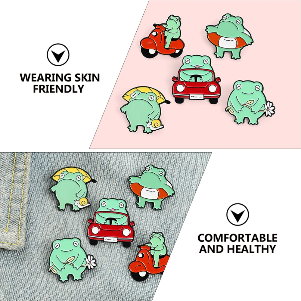 5pcs Delicate Frogs Brooch Pin Cartoon Decorative Badge Clothes Accessory