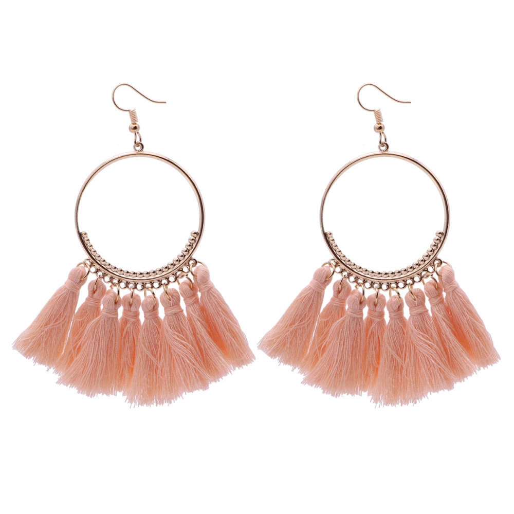 1 Pair Tassels Dangle Earrings Bohemia Dangle Gold Plated Earrings for Women (Pink)