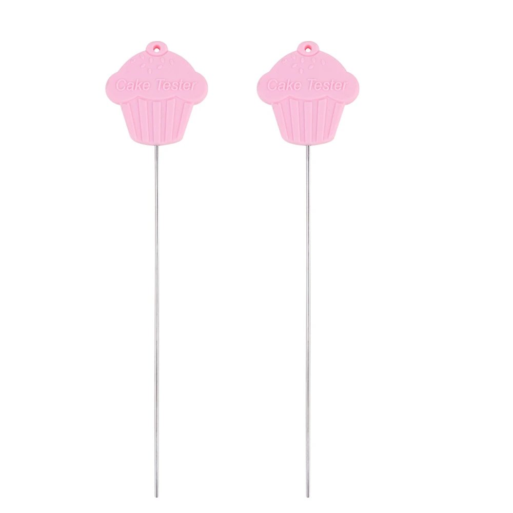 2PCS Stainless Steel Cake Tester Practical Biscuits Baking Test Needle Creative DIY Baking Tool for Cake Bread Muffin Testing (Pink)