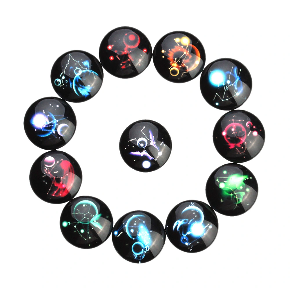 20pcs Glass Sticker Starry Pattern Glass Snaps DIY Glass Dome Cabochons Gems Jewelry Making Handcrafts Accessories (Mixed Color 12mm)