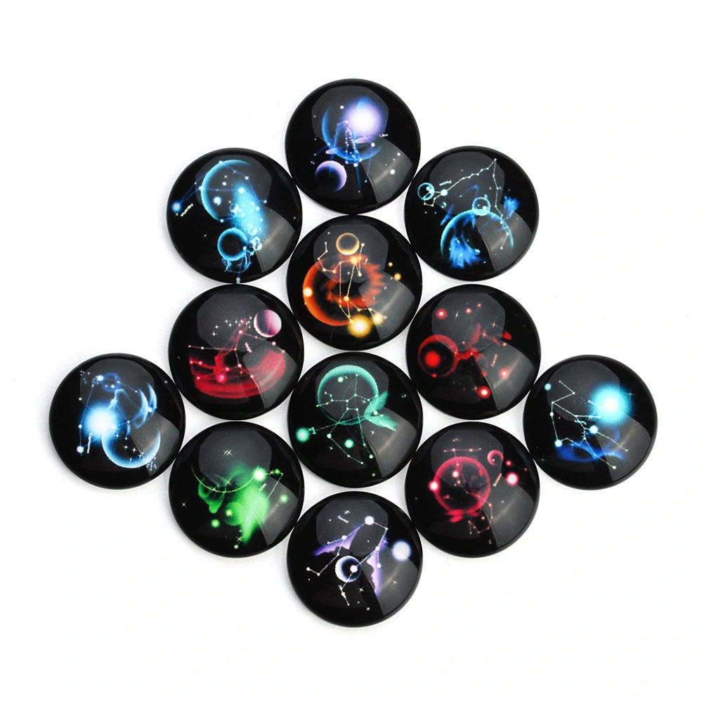 20pcs Glass Sticker Starry Pattern Glass Snaps DIY Glass Dome Cabochons Gems Jewelry Making Handcrafts Accessories (Mixed Color 12mm)