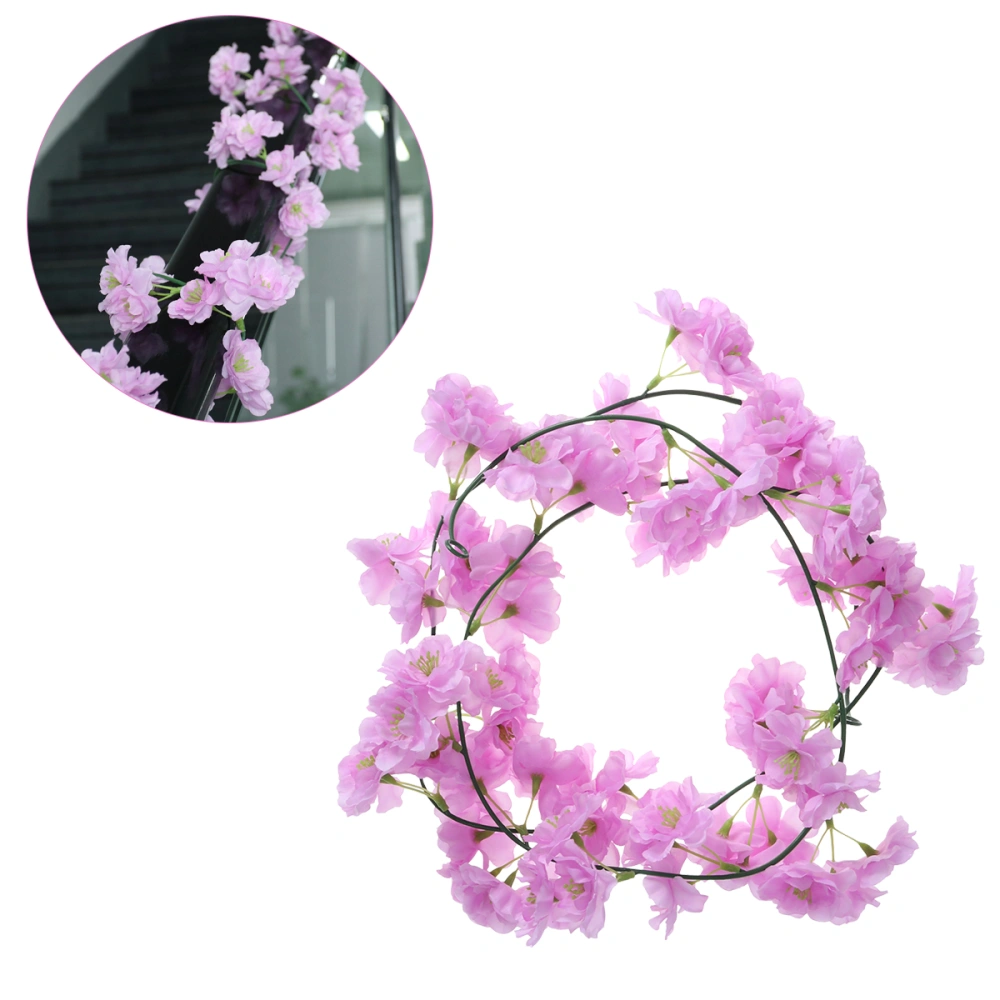 2M Sakura Hanging Vines Artificial Flower Bush Wedding Decoration Flowers Supplies (Light Purple)