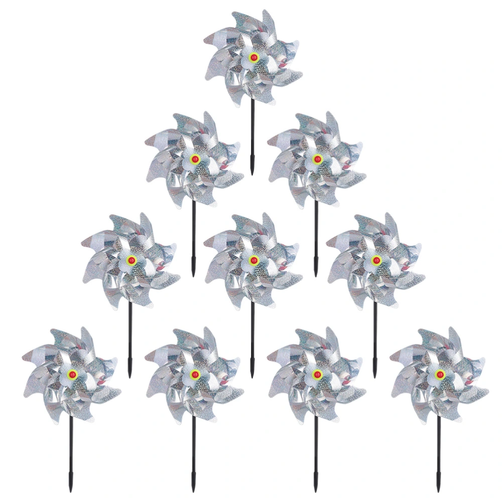 10pcs Bird Repellent Windmills Reflective Pin Wheels Sparkly Garden Pinwheels