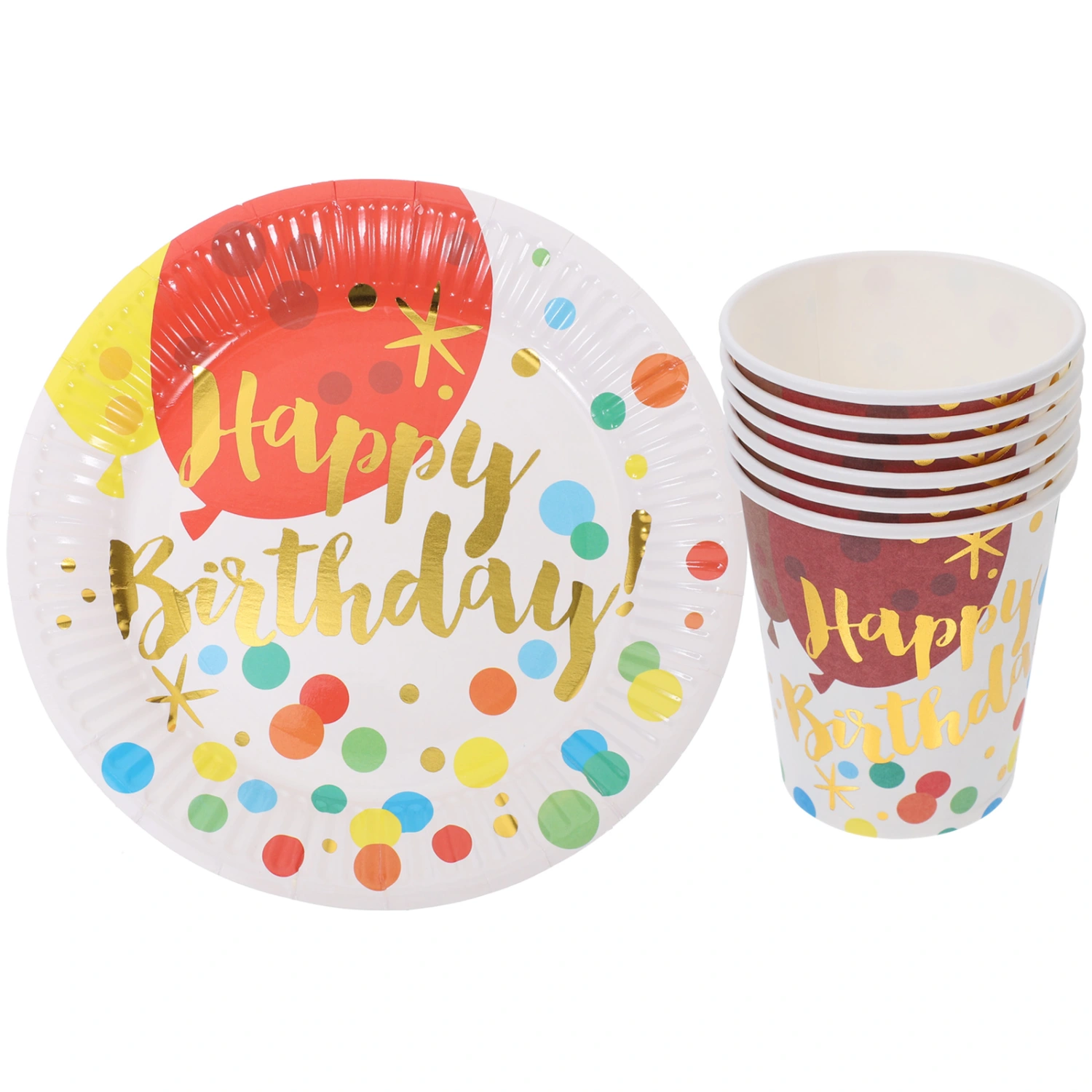 1 Set Disposable Paper Plate Paper Cup Holiday Dinner Plate Kids Birthday Party Dinnerware