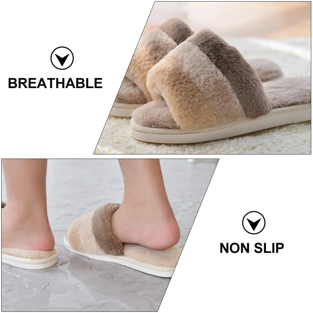 1 Pair Fashion Women Winter Slippers Anti-Slip Warm Plush Slippers (36-37)