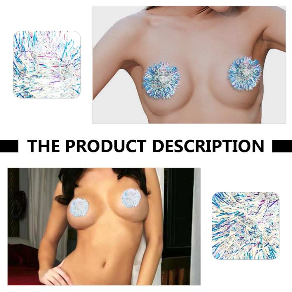 1 Pair Women Shiny Breast Stickers Sequin Breast Pasties Adhesive Stickers