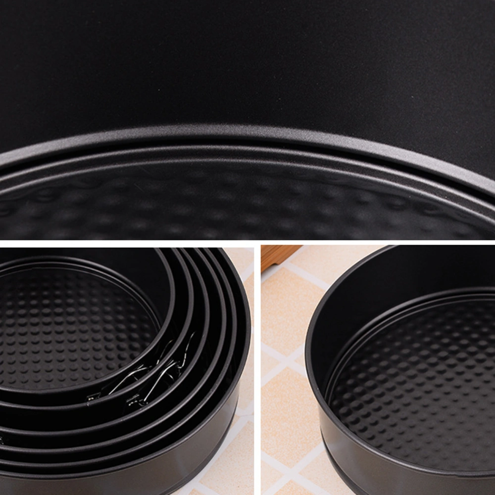 3PC Round Live Buckle Non-stick Cake Molds Carbon Steel Honeycomb Live Bottom Baking Tray Cake Baking Pan for Home Party Wedding (Black)