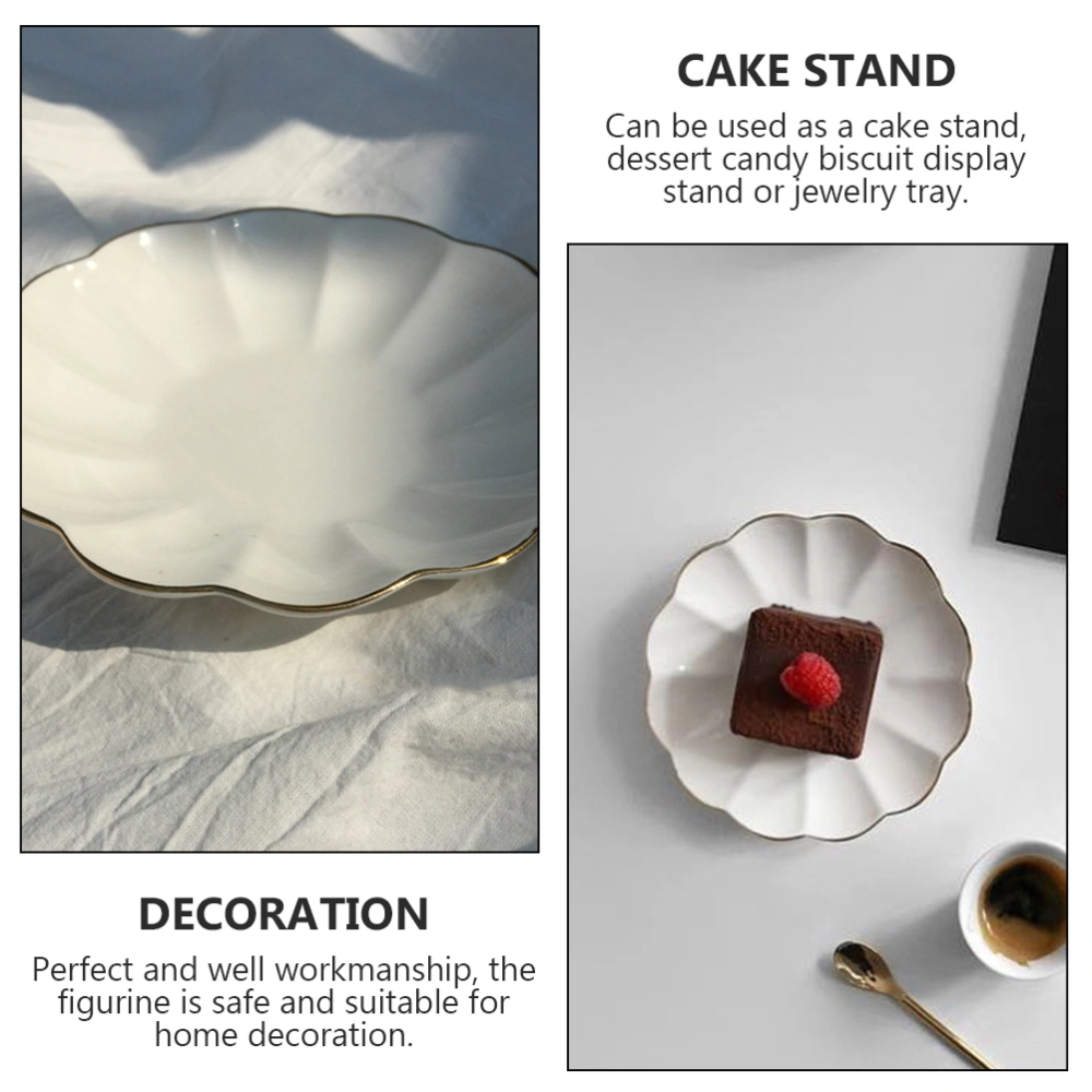 1Pc Ceramic Delicate Cake Plate Creative Dessert Tray Home Jewelry Holder White