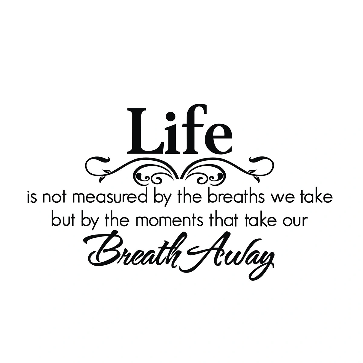 Life Is Not Measured By the Breaths We Take but By the Moments That Take Our Breath Away English Proverbs DIY Removable Vinyl Wall Decal Sticker Wallpaper Home Room Decoration