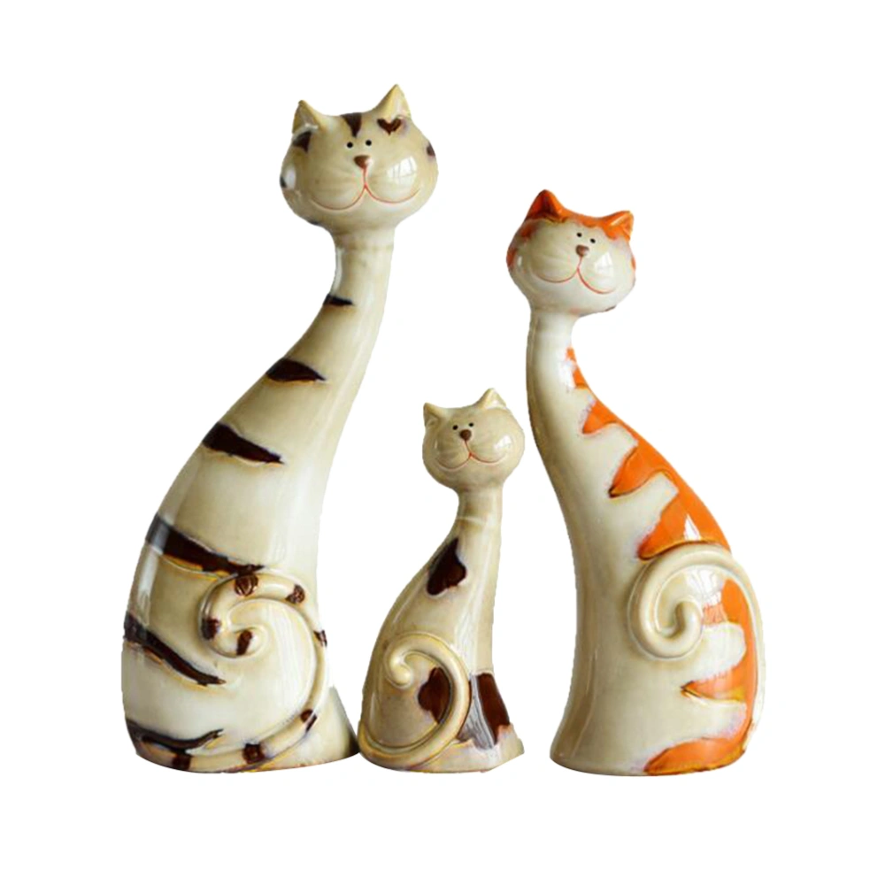 Ceramics Three Kittens High Temperature Burning Crafts for Living Room Decoration