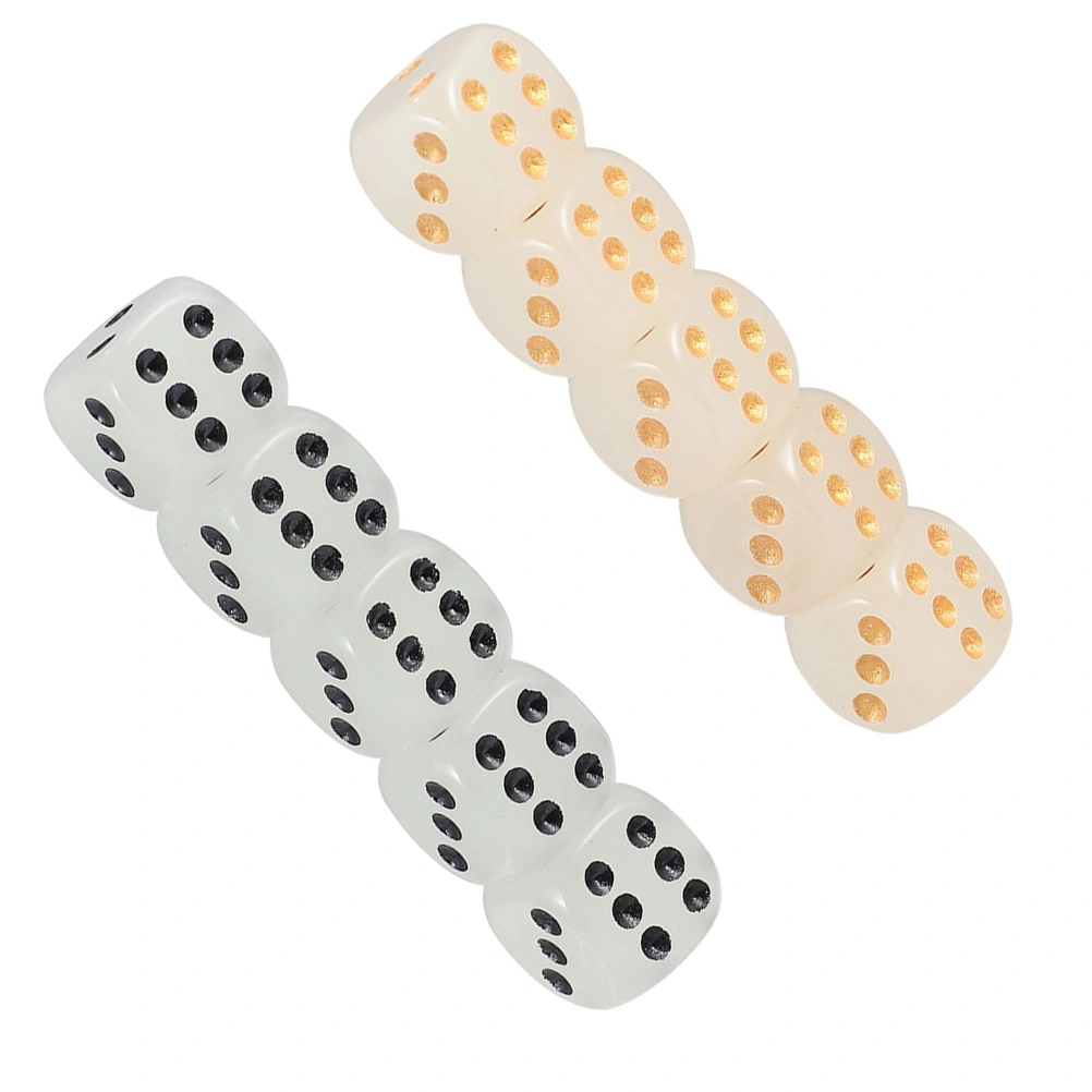 10Pcs Glow in The Dark Dice Luminous Dice Board Games Dice Party Supplies