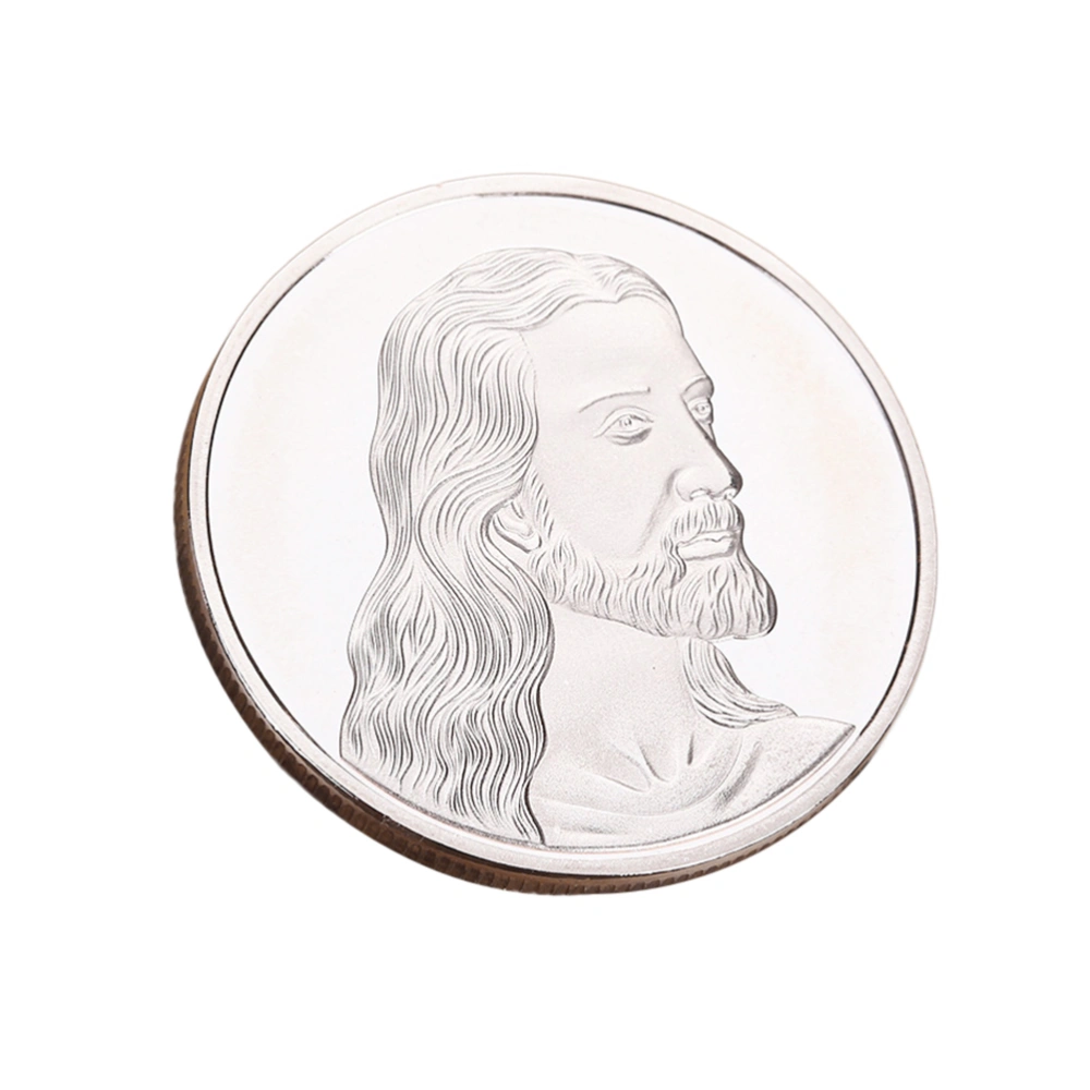 Antique Jesus Commemorative Coin Christian Religious Coin Medal Collectible Coin Plated Collection Souvenir Gift(Silver)