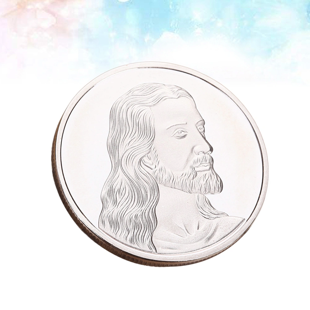 Antique Jesus Commemorative Coin Christian Religious Coin Medal Collectible Coin Plated Collection Souvenir Gift(Silver)