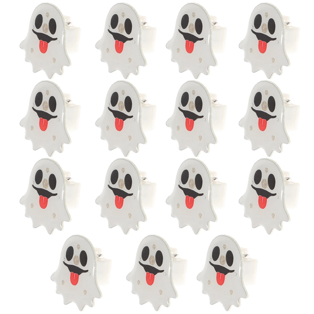 15pcs Halloween Flashing Brooch Pin LED Glowing Badge Dress up Props Party Favors (Ghost)