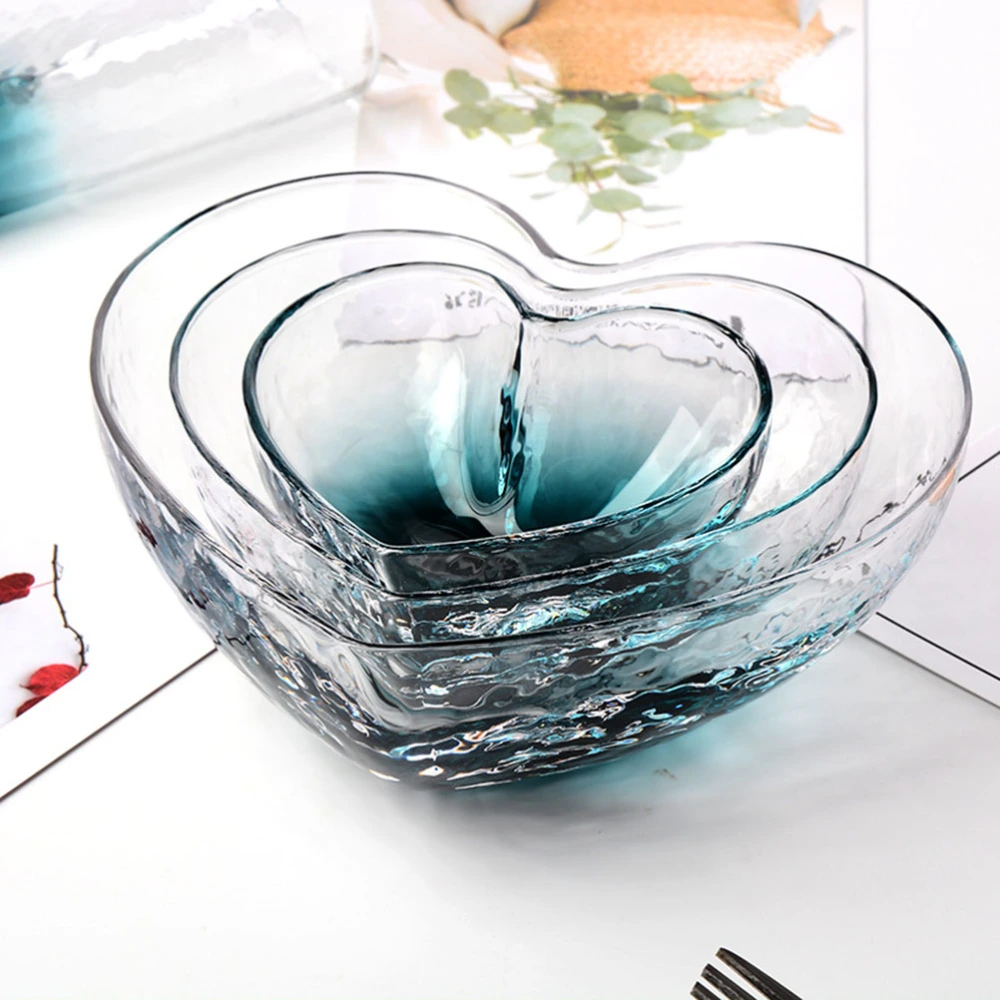 Practical Fruit Salad Bowl Fashion Crystal Dessert Bowl Creative Glass Heart Bowl for Serving Fruit Salad Snack