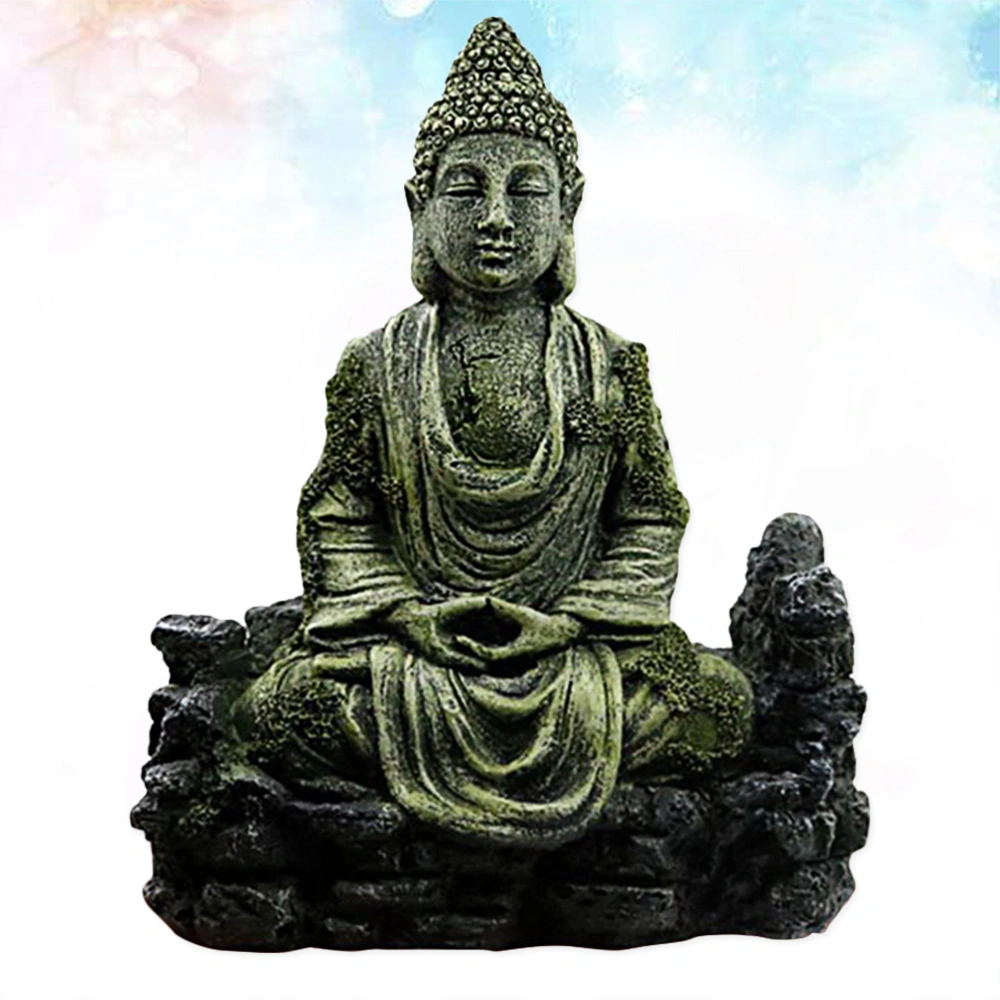 Creative Resin Buddha Statue Delicate Sitting Buddha Figurine Rockery Stone Decoration for Fish Tank Aquarium