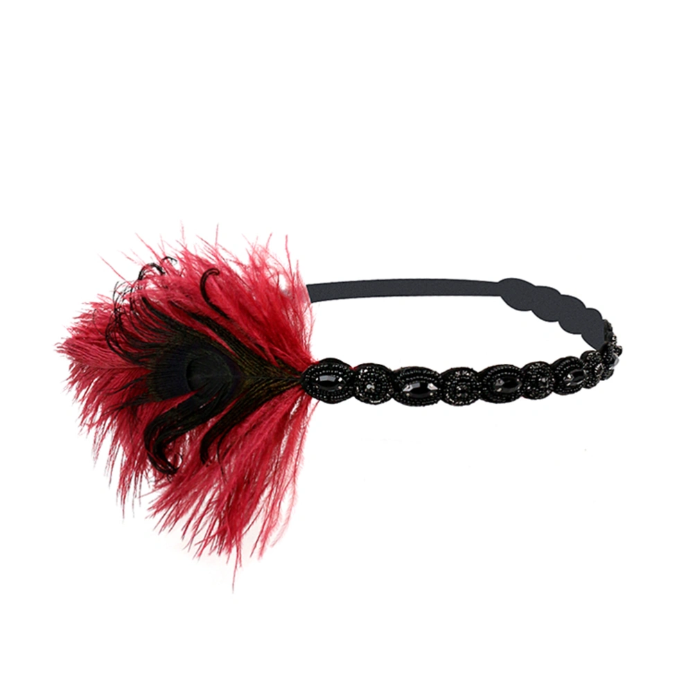 Women  Headband Headdress Masquerade Nightclub Party Hair Accessory Headpiece (Red)