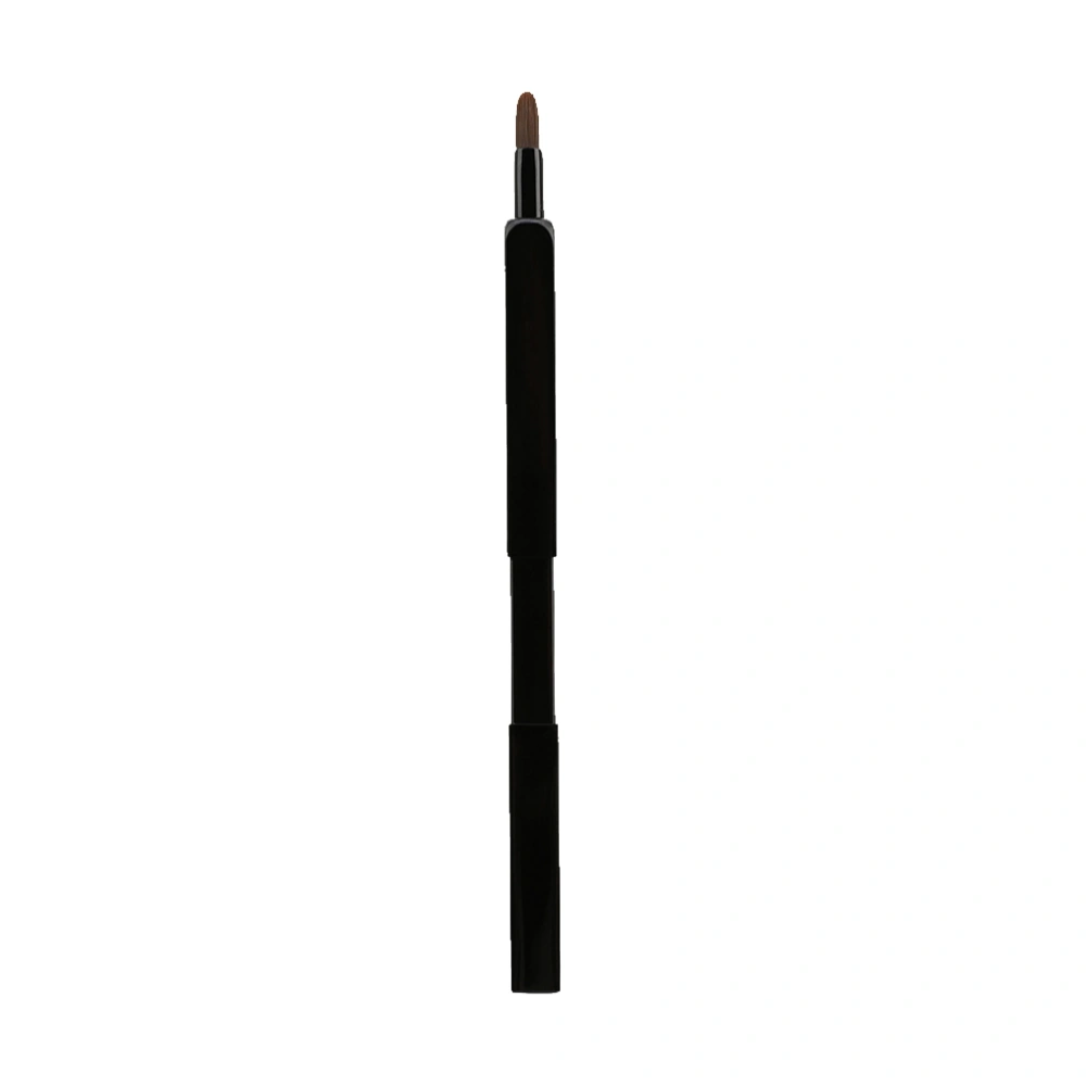 Retractable Lip Brush Nylon Fiber Lipbrush Portable Makeup Brush with Metal Tube (Black)