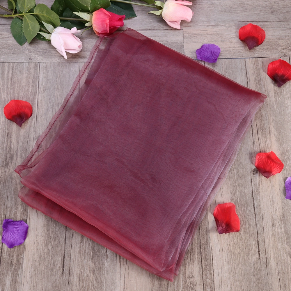 Solid Color Transparent Tulle Window Sheer Window Screen Voile Curtains for Wedding Bedroom 100x200cm (Wine Red)