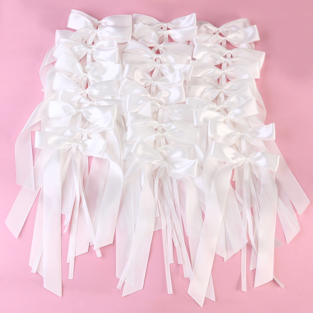 OUNONA 50pcs Silk Ribbon Pull Bows Bow-knot Wedding End Gift Wrap Floristry Wedding Favor Party Decoration