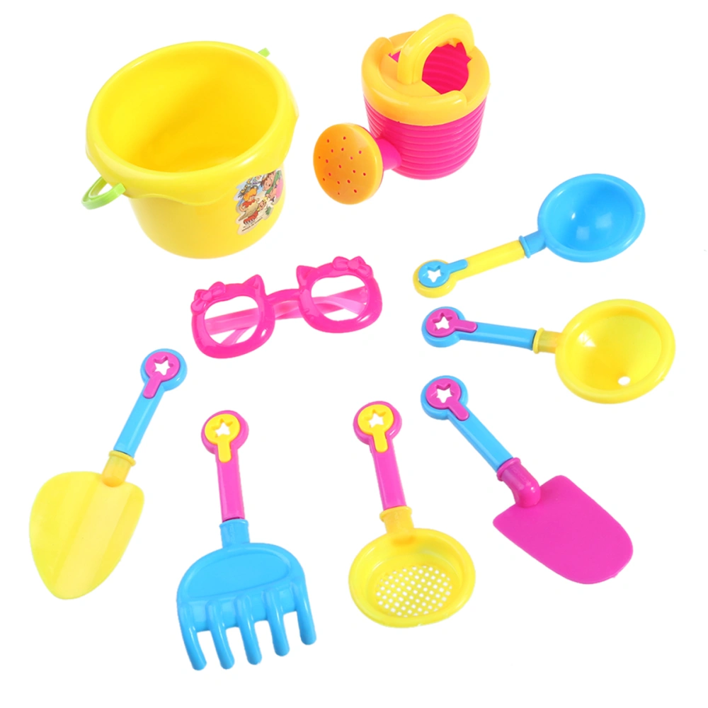 9pcs Beach Bucket Sand Castle Play Toy Set for Kids (Random Color & Tools)