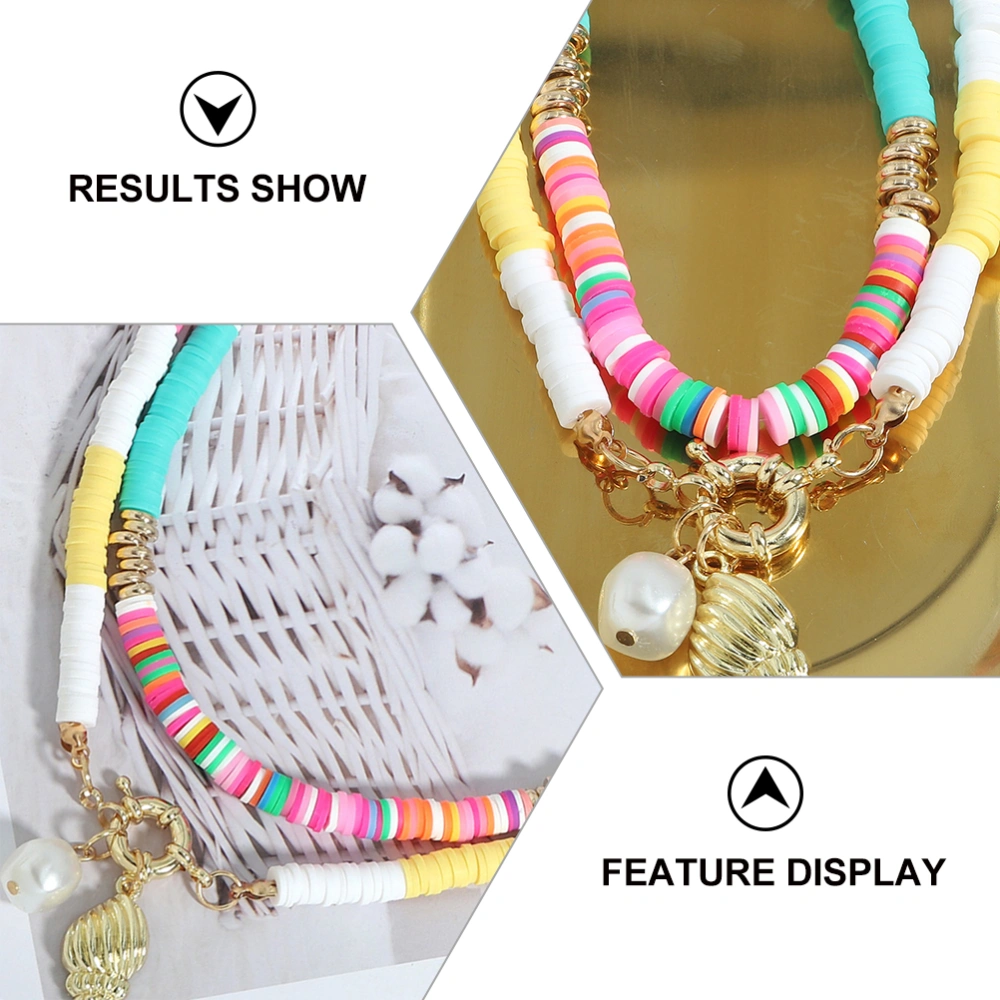 2Pcs Polymer Clay Necklace Clavicle Chain Beach Summer Party Women Jewelry