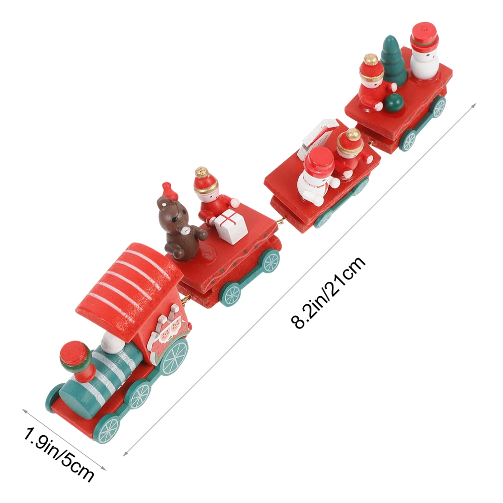 Christmas Wooden Trains Desktop Ornament Mini Train Wooden Craft Kids Toy Gift for Christmas Decoration Kids Kindergarten Random Pattern