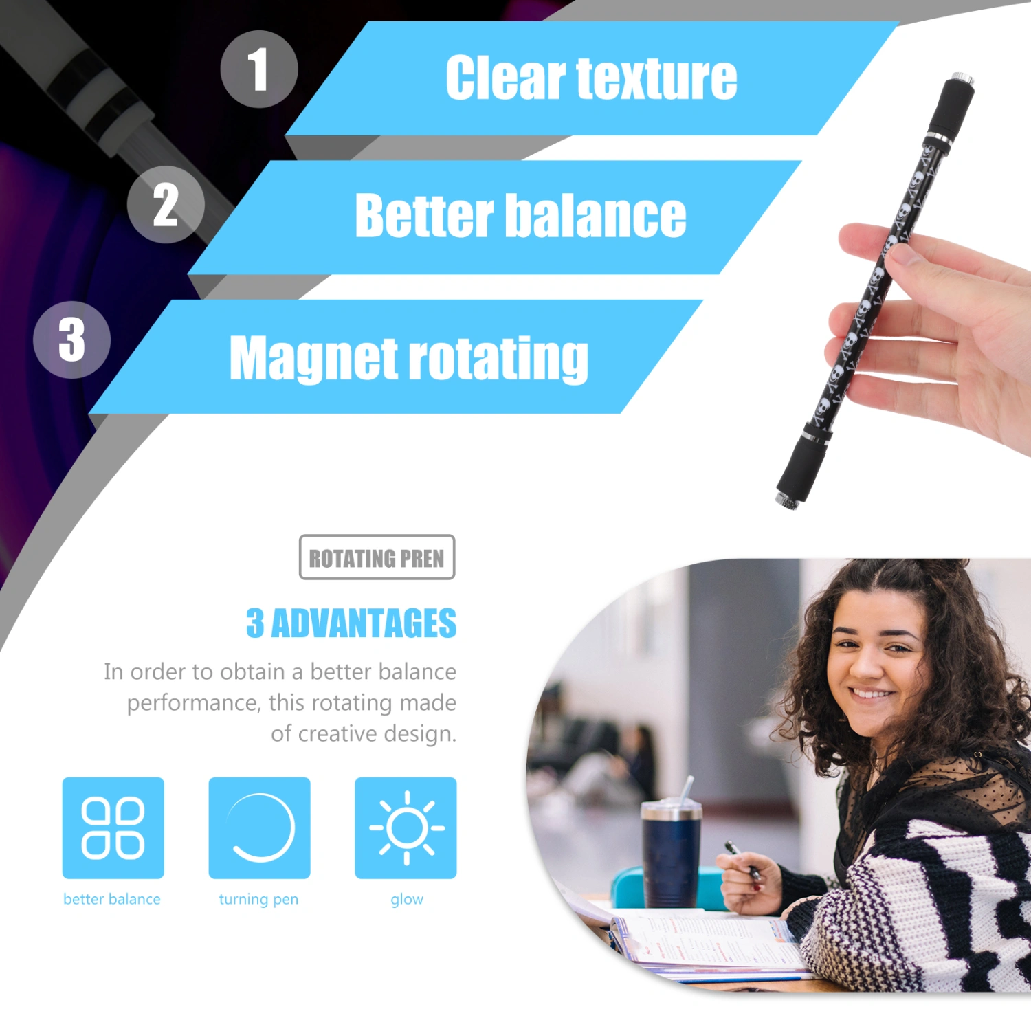 Finger Pen Fidget Pen LED Light Gaming Flipping Pen Rolling Finger Rotating Pen