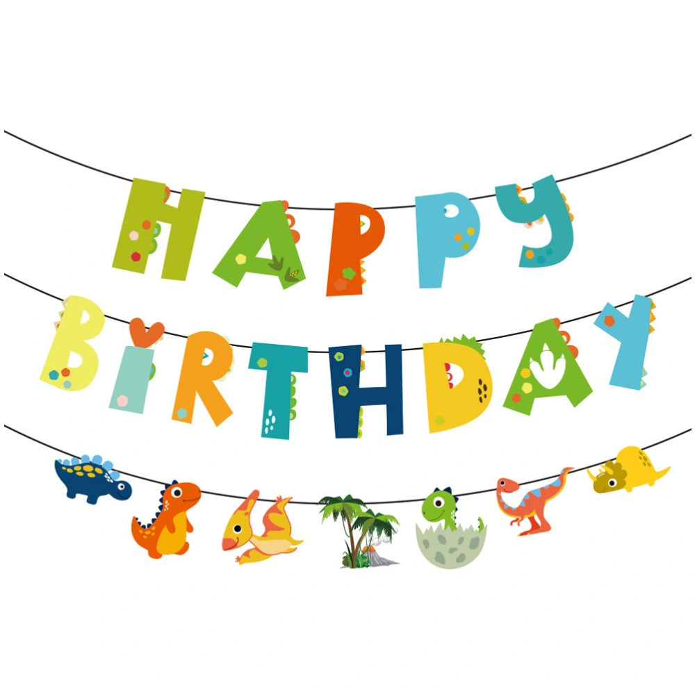 1 Set Dinosaur Birthday Banner Garland Hanging Bunting Kids Birthday Decoration