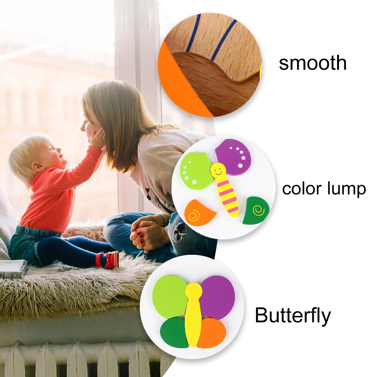 Shape Jigsaw Puzzle Multicolor 3D Wood Puzzle Toy Early Educational Toy for Toddler Baby Infant