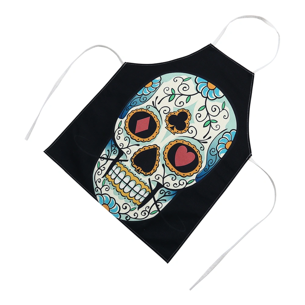 1 Pc Halloween Skull Pattern Apron Kitchen Stylish Cooking Apron